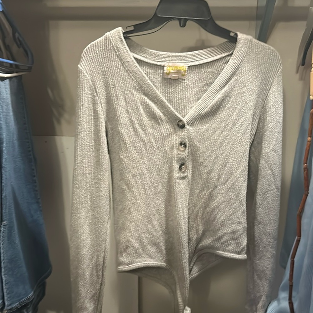 Grey Button Bodysuit